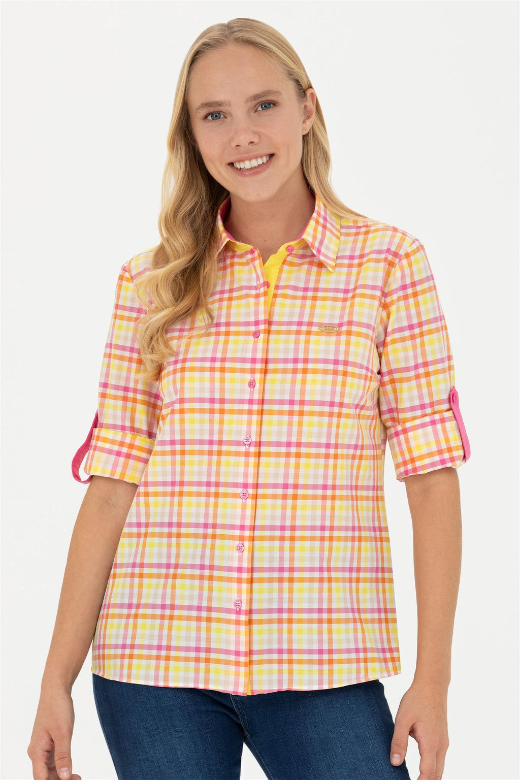 Женская розовая рубашка с длинным рукавом - U.s. polo assn фото 9