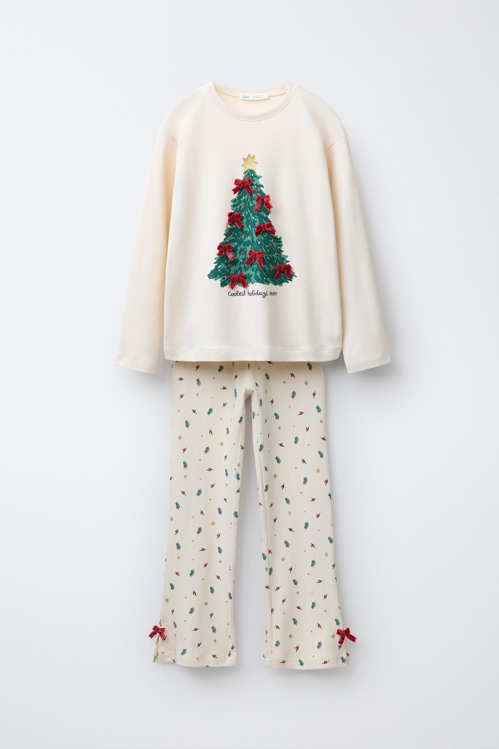 AGES 6-14 / TREE PRINT VELVET RIBBON PYJAMAS