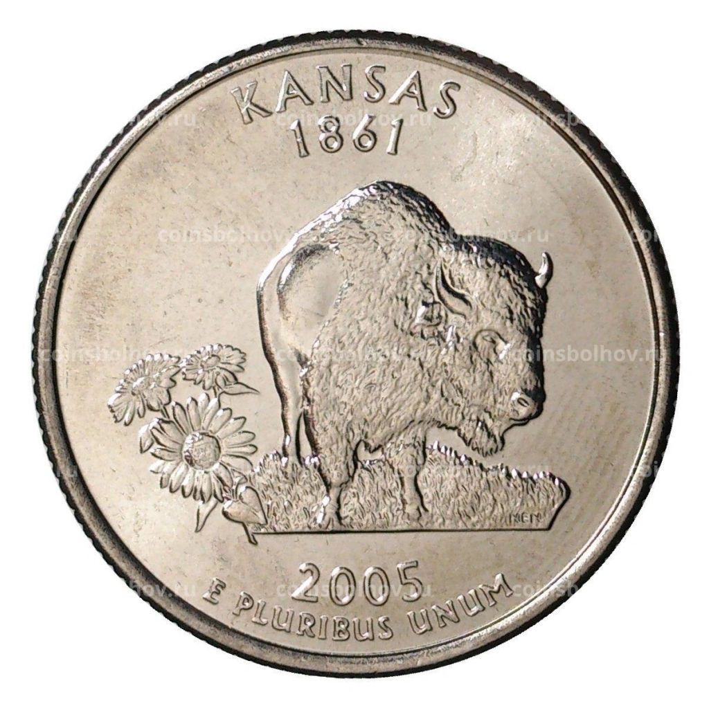 25 центов (1/4 доллара) 2005 года D США Штаты и территории Канзас