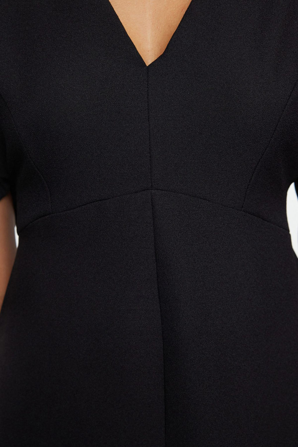 Siyah Melek Kol Detayl? A Kesim Etegi Volanl? Midi Dokuma Elbise TWOAW25EL00189 - Trendyolmilla фото 4