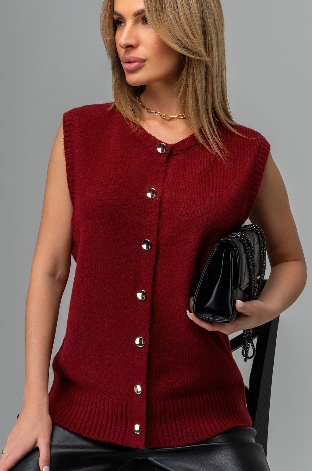 Женский вязаный жилет Happyfox