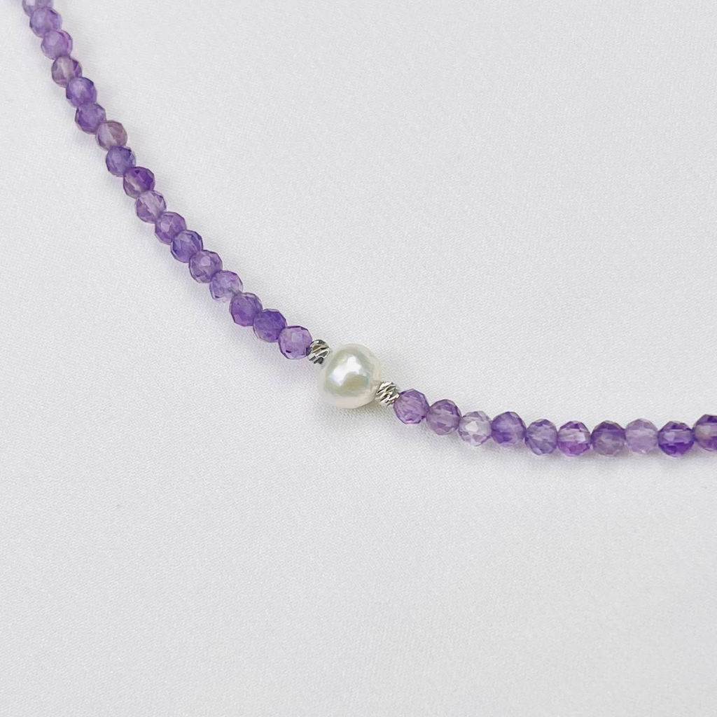 Колье из Аметиста и Жемчуга 42 см +
