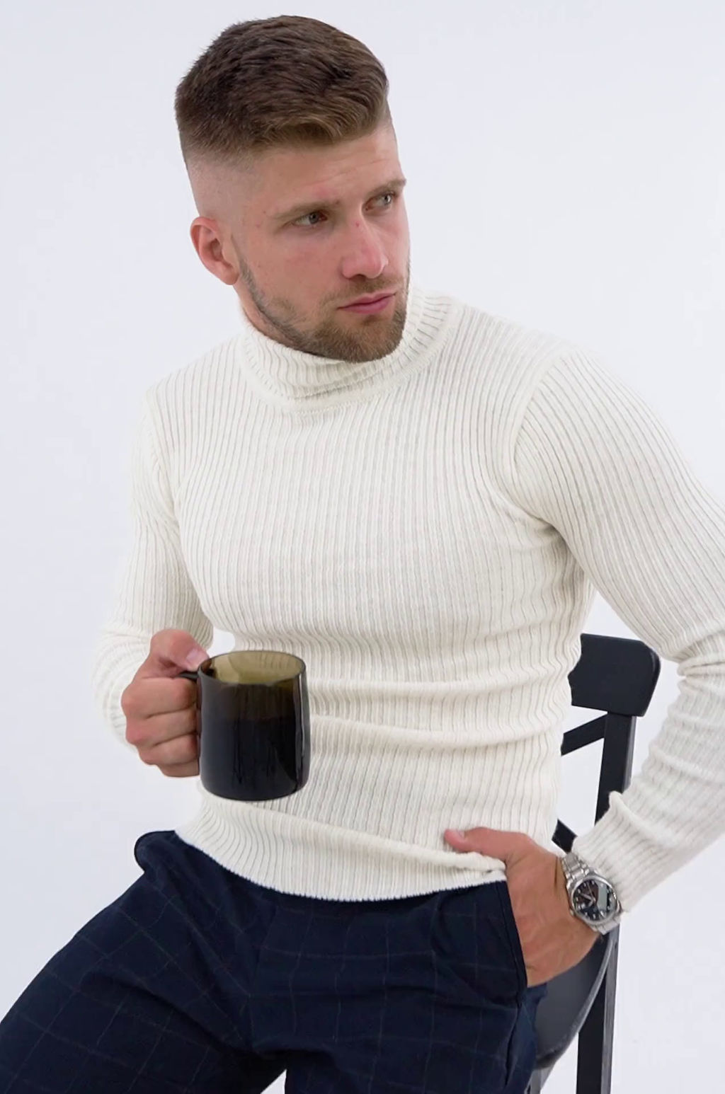 Мужской джемпер с высоким воротом Happy Fox  фото 50