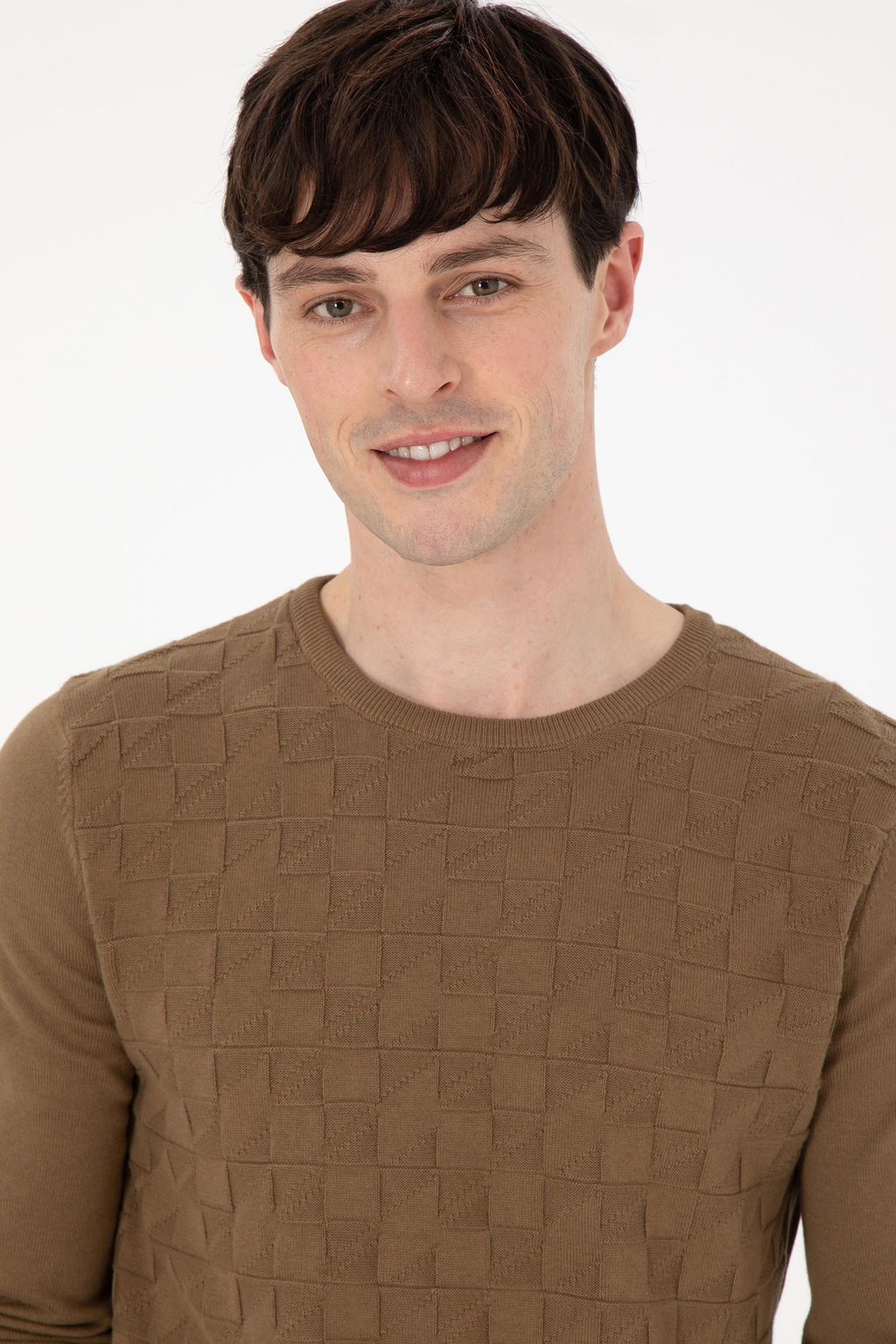 Erkek Slim Fit Bisiklet Yaka Haki Basic Kazak - U.s. polo assn фото 2