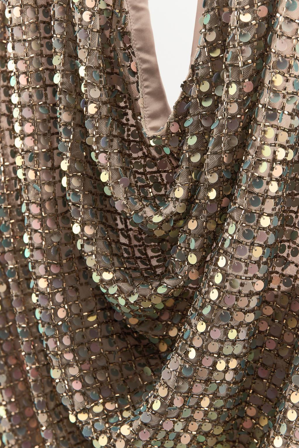 SEQUINNED AND BEADED HALTER DRESS - Zara фото 5