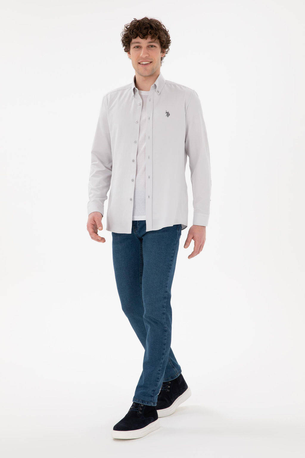 Erkek A__k Gri Uzun Kollu Basic G_mlek Sepette S_rpriz _ndirim - U.s. polo assn фото 4