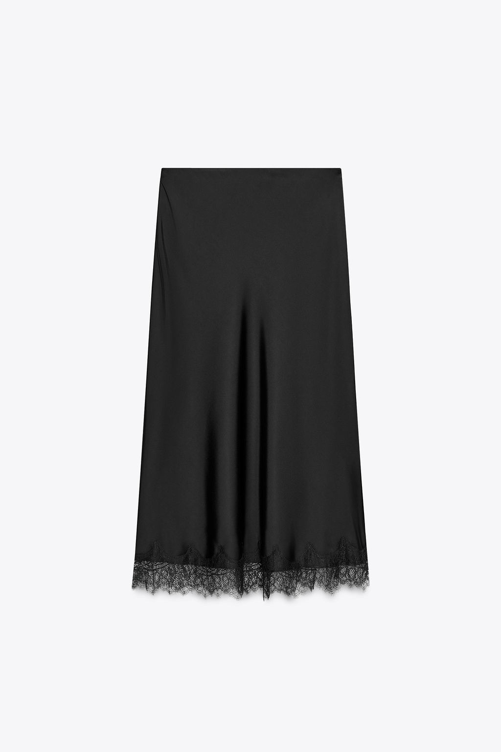 LACE TRIM SATIN MIDI SKIRT - Zara фото 5