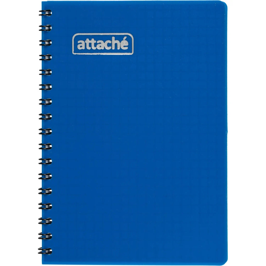Блокнот А6,60л,гребень слева,обл.пластик,клетка, Attache Plastic, синий  фото 2