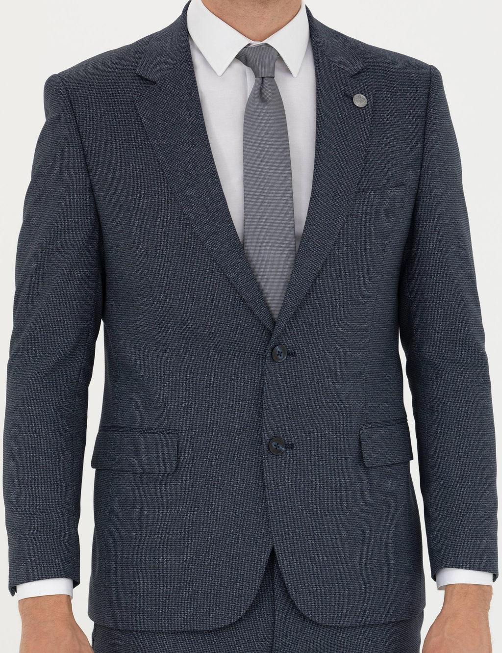 Lacivert Slim Fit Tak_m Elbise
