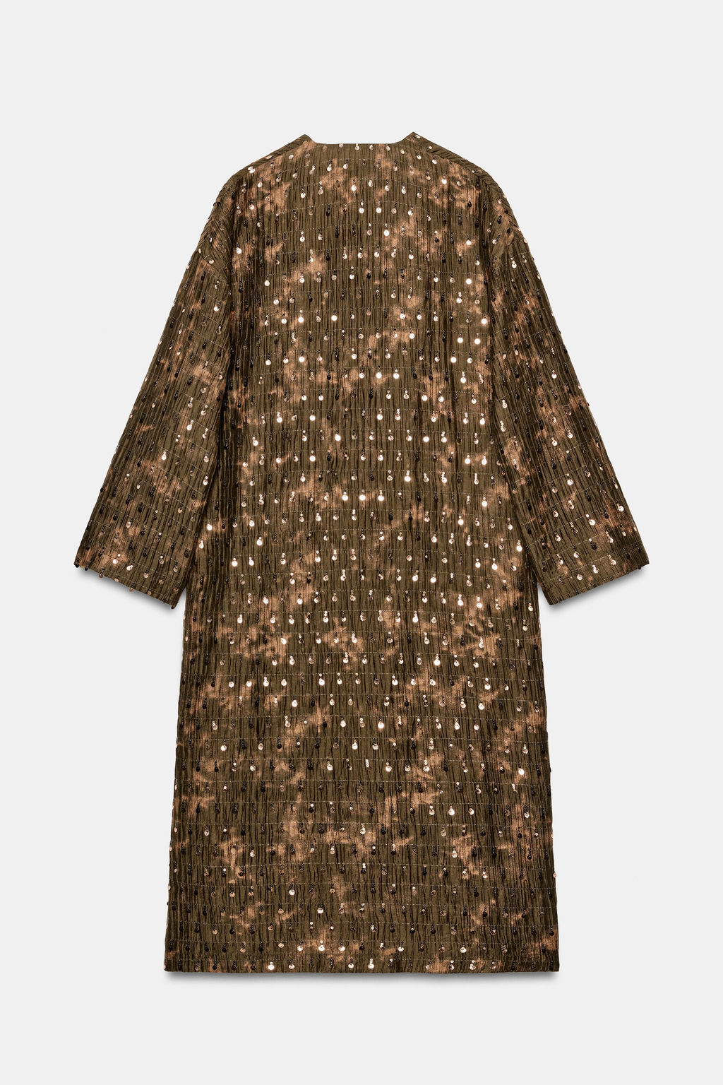 CHAQUETA LARGA KIMONO LENTEJUELAS / kaki oscuro - Zara фото 5