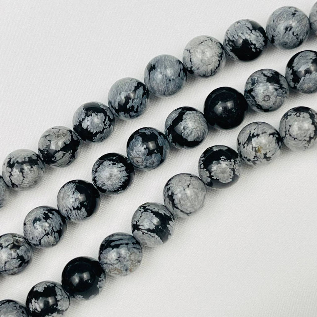 Бусины для украшений из снежного Обсидиана (45 бусин) 38 см