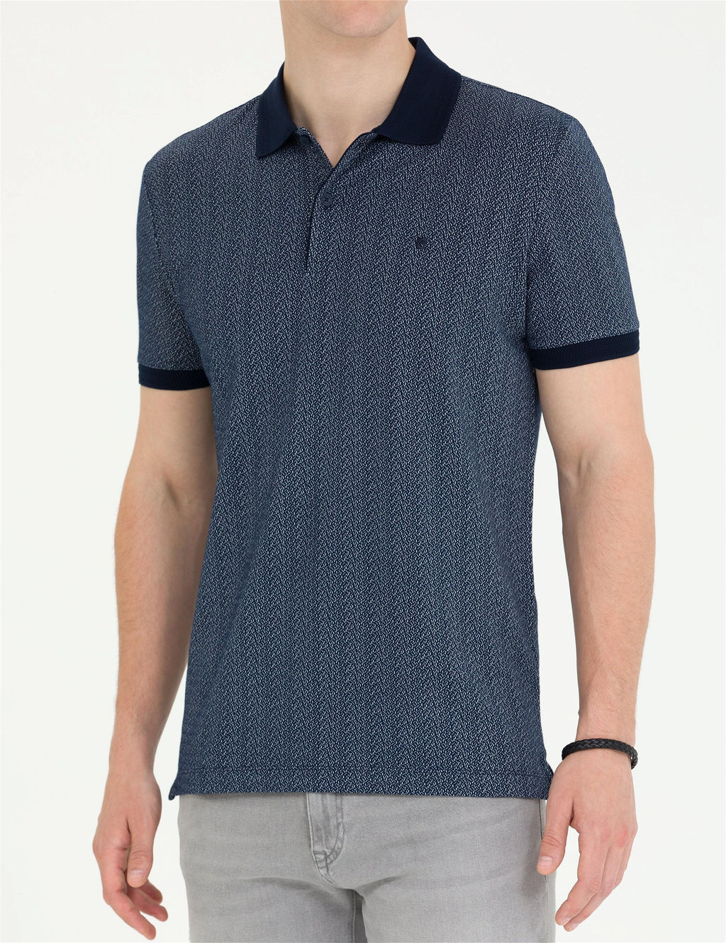 Lacivert Slim Fit Polo Yaka Ti__rt