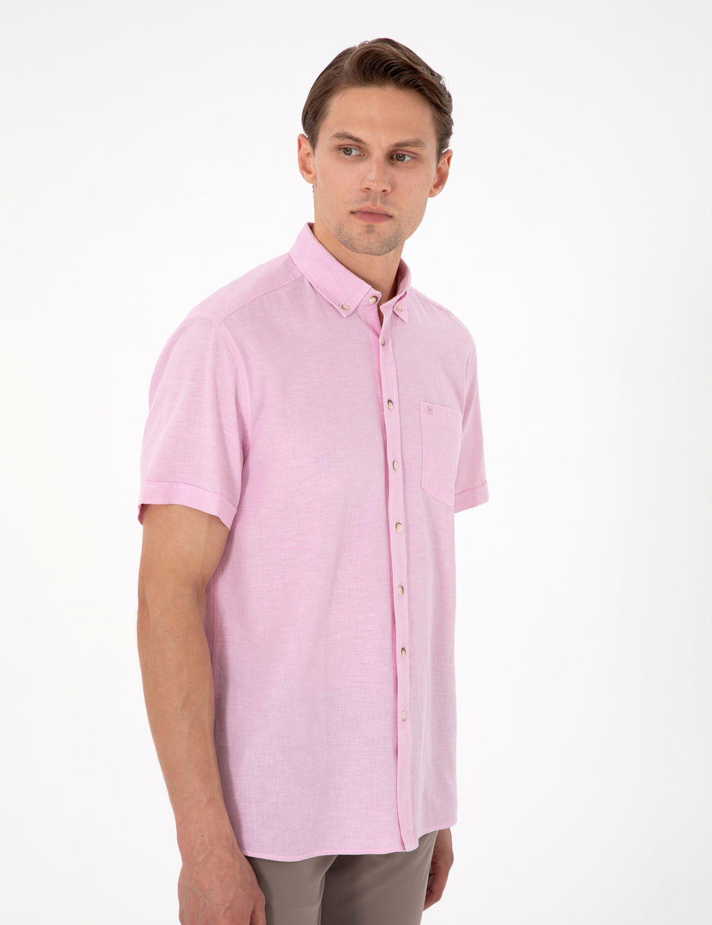 Pembe Regular Fit K_sa Kollu G_mlek