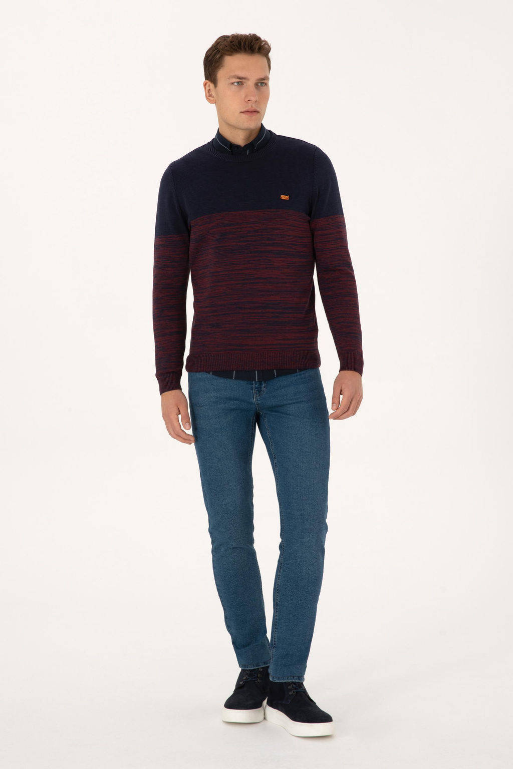 Erkek Slim Fit Bisiklet Yaka Lacivert Kazak - U.s. polo assn фото 4