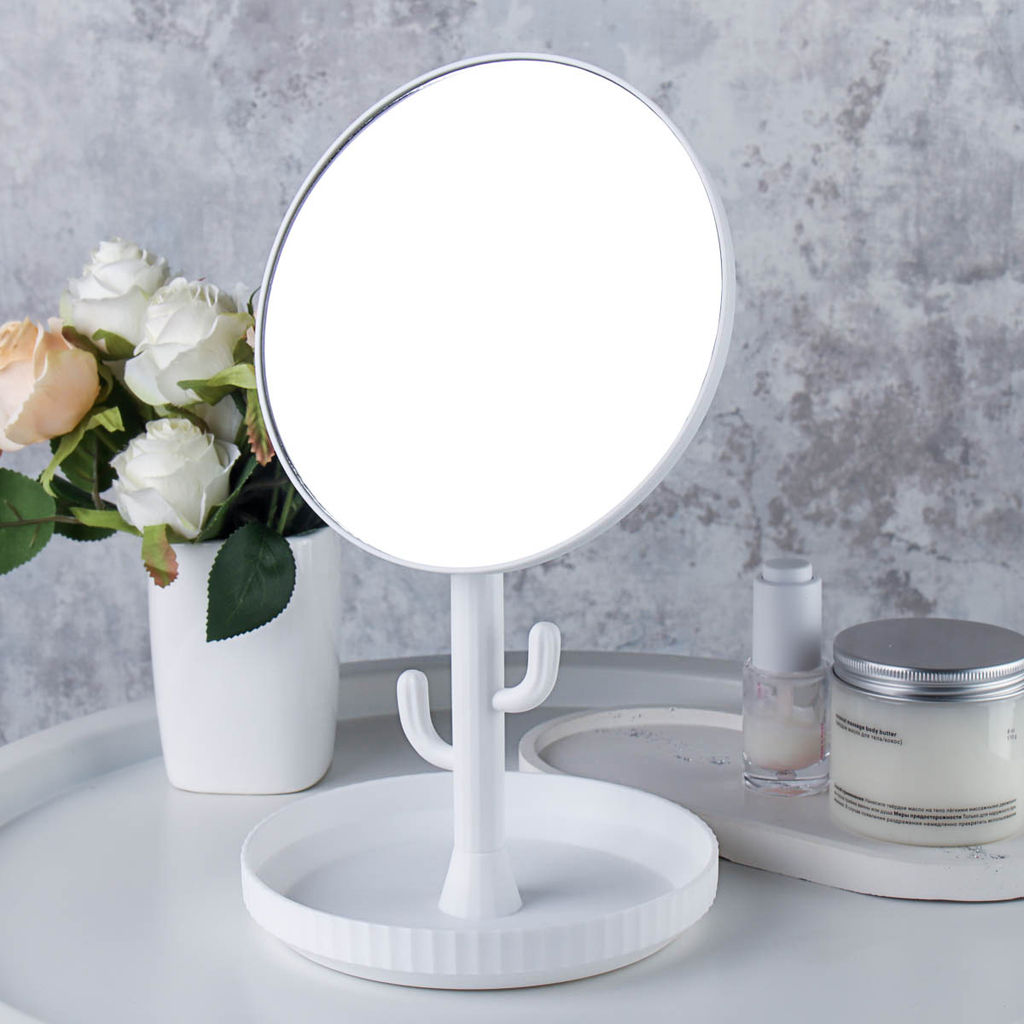 Зеркало настольное 17 см / 2102 /уп 60/розовый, белый - ГалеонТрейд фото 2