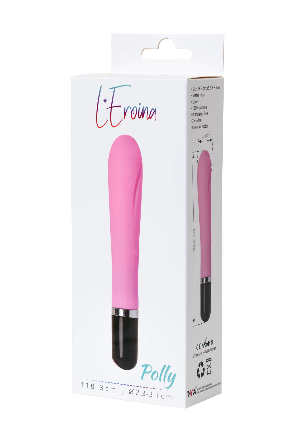 Нереалистичный вибратор LEroina Polly, силикон, розовый, 18,3 см, 3 см