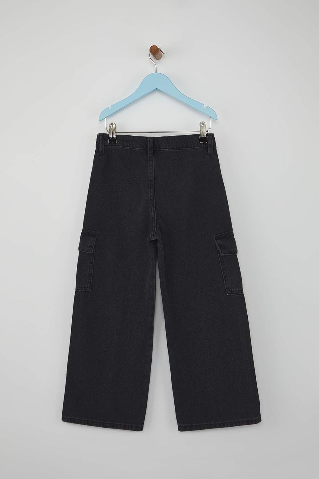 Siyah 100% Pamuk Kargo Cep Flare Ayarlanabilir Lastikli K?z Cocuk Denim Jeans TKDAW26JE00004 - Trendyolmilla фото 4