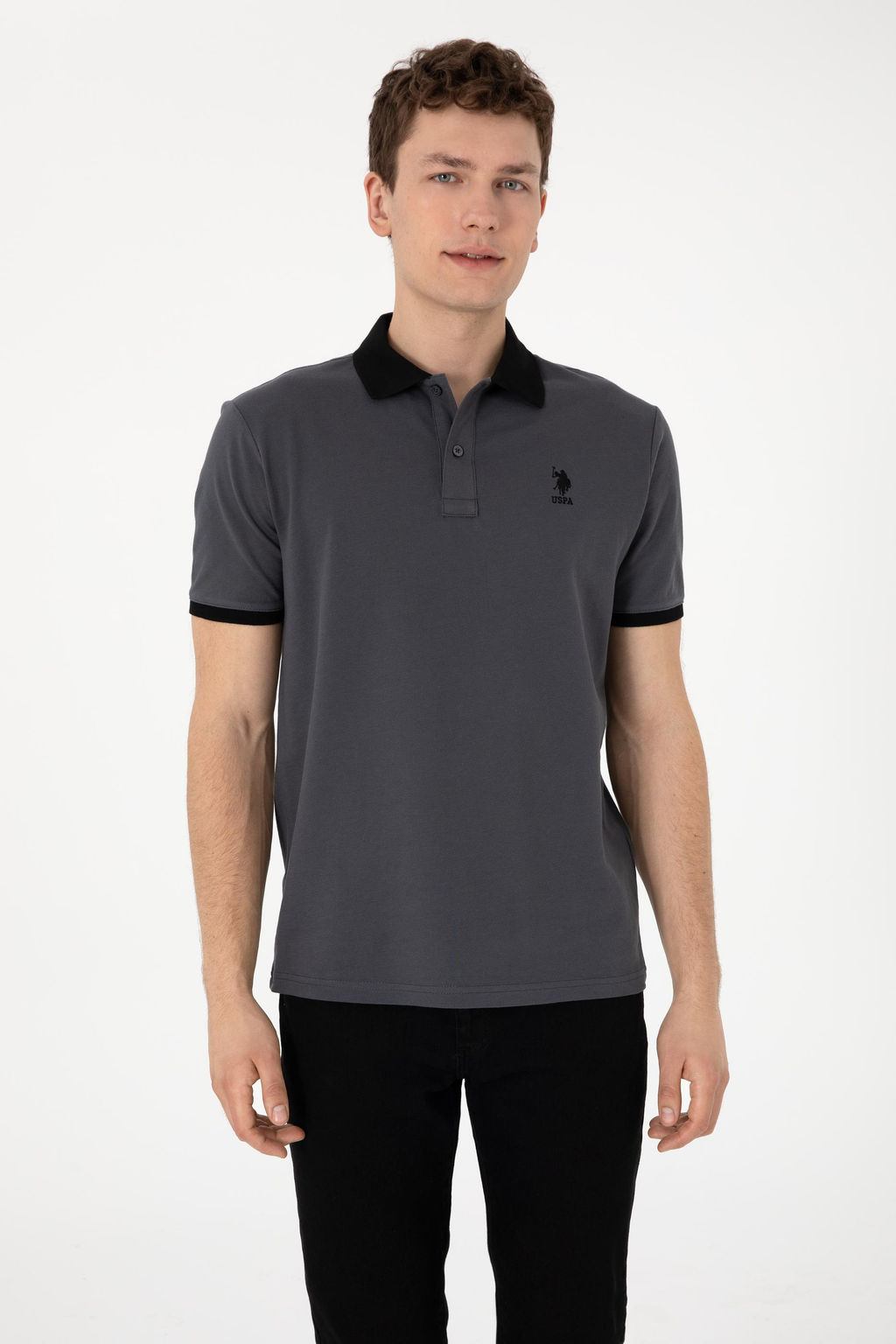 Erkek Regular Fit Polo Yaka Antrasit Basic Ti__rt Sepette S_rpriz _ndirim - U.s. polo assn фото 3