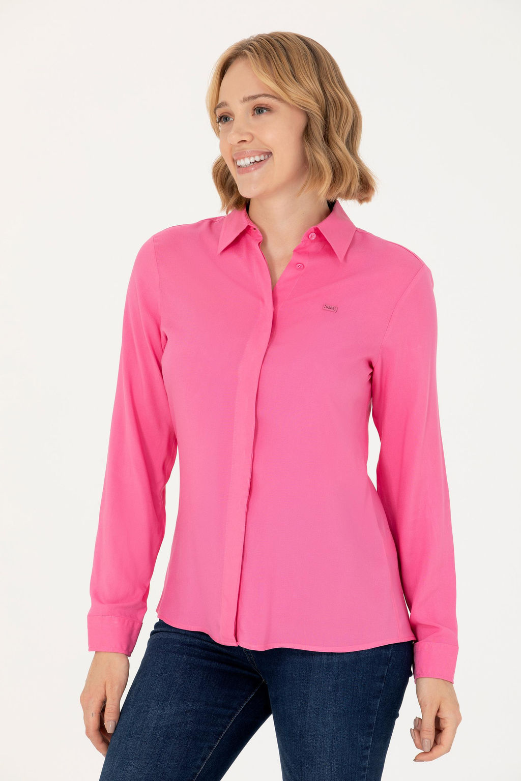 U. S. Polo Assn Женская розовая рубашка с длинным рукавом - U.s. polo assn фото 9