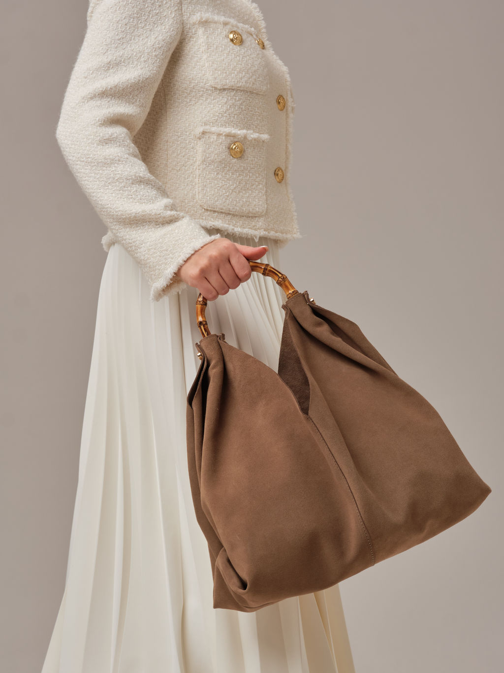 Замшевая сумка Bamboo DBR 30990 серо-коричневый  фото 4