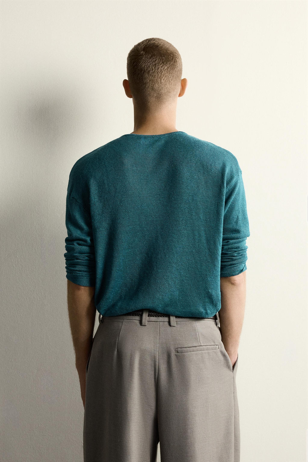 JERSEY RELAXED FIT 100% C??AMO / Verde azul - Zara фото 3