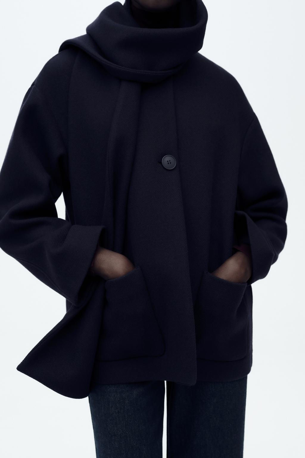 WOOL COAT WITH SCARF - Zara фото 10