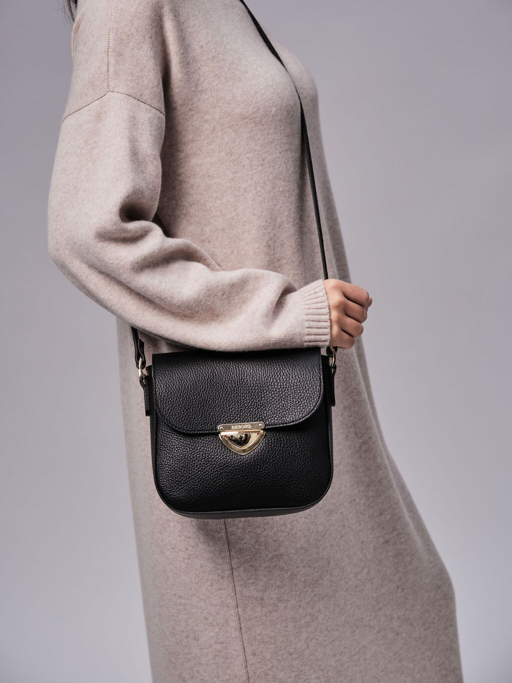 Сумка кожаная через плечо Deboro 3158 черный