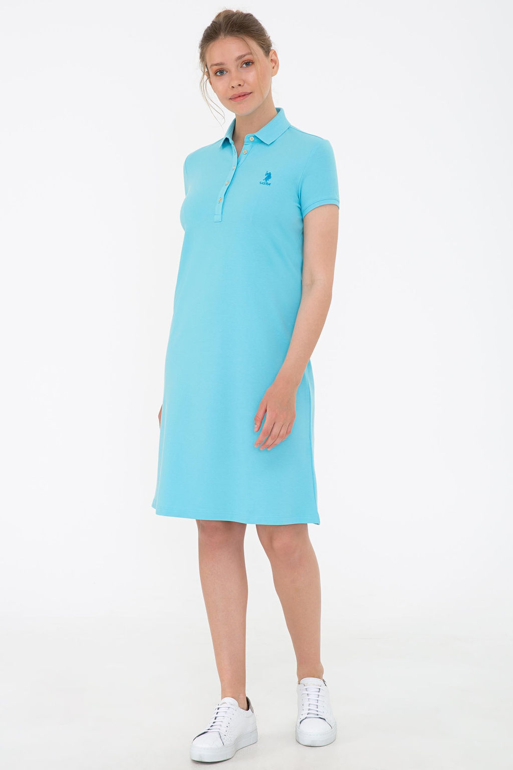 Kad_n Turkuaz Polo Yaka _rme Elbise - U.s. polo assn фото 3