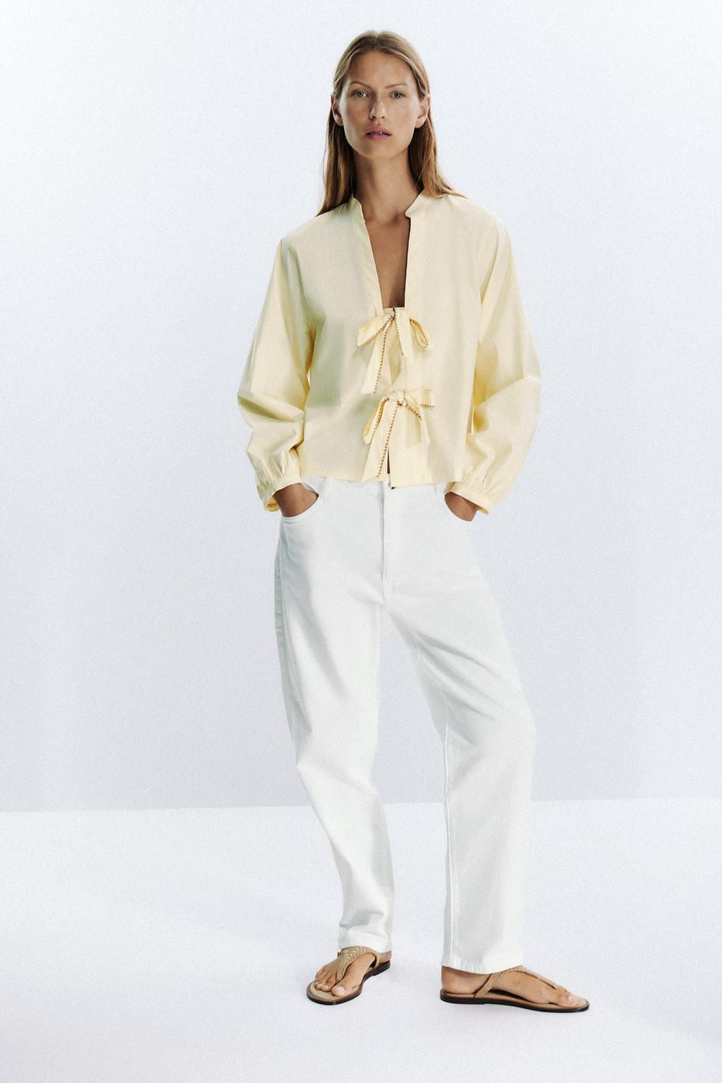 STRIPED POPLIN SHIRT WITH TIES - Zara фото 11