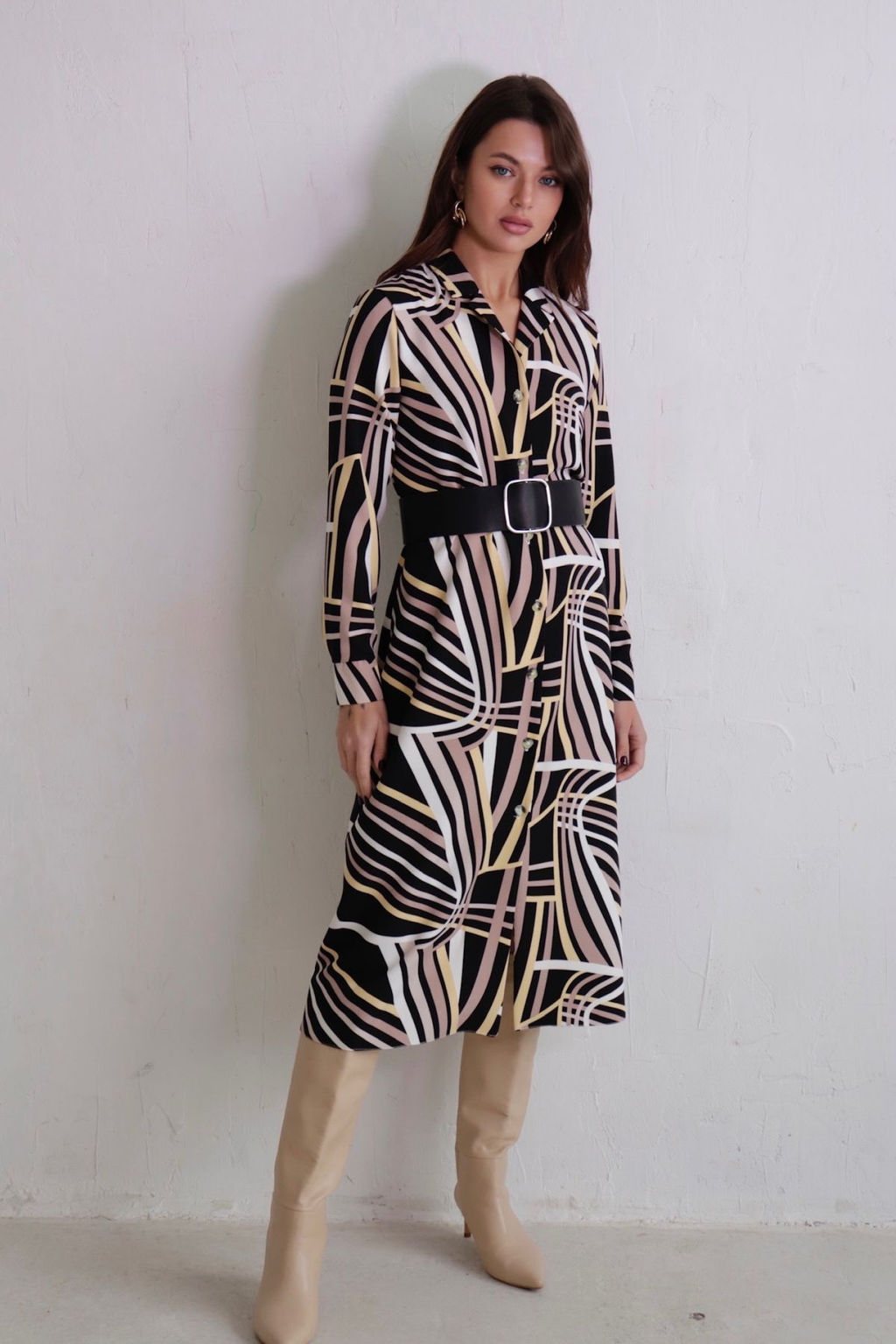 Платье-рубашка с английским воротником принт - Martichelli фото 44