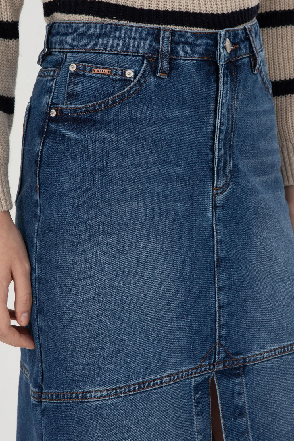 Юбка джинсовая U.S. Polo Assn синяя из хлопка с вискозой фото 6
