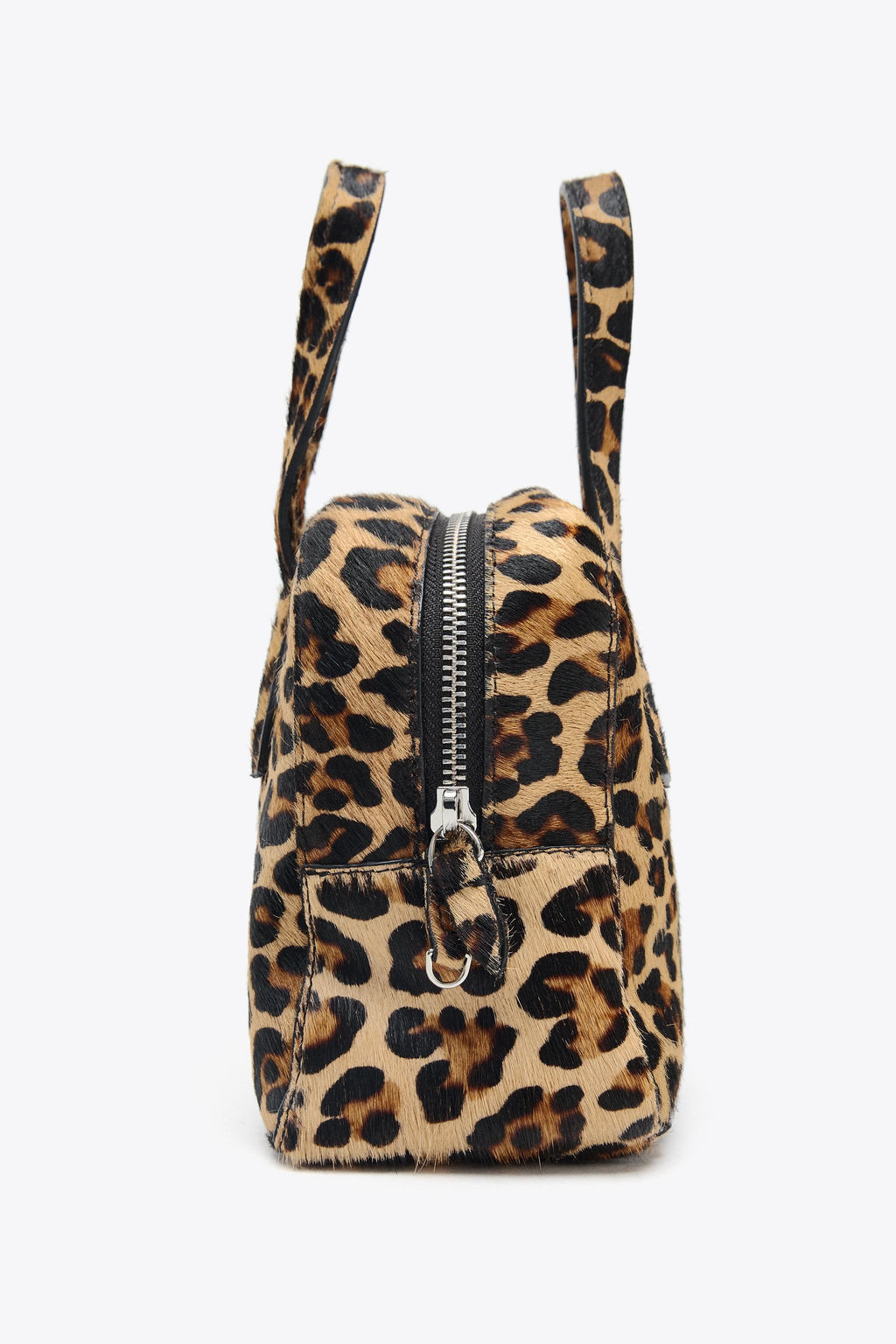 MINI BOWLING BAG WITH ANIMAL PRINT LEATHER AND SHEEPSKIN - Zara фото 4