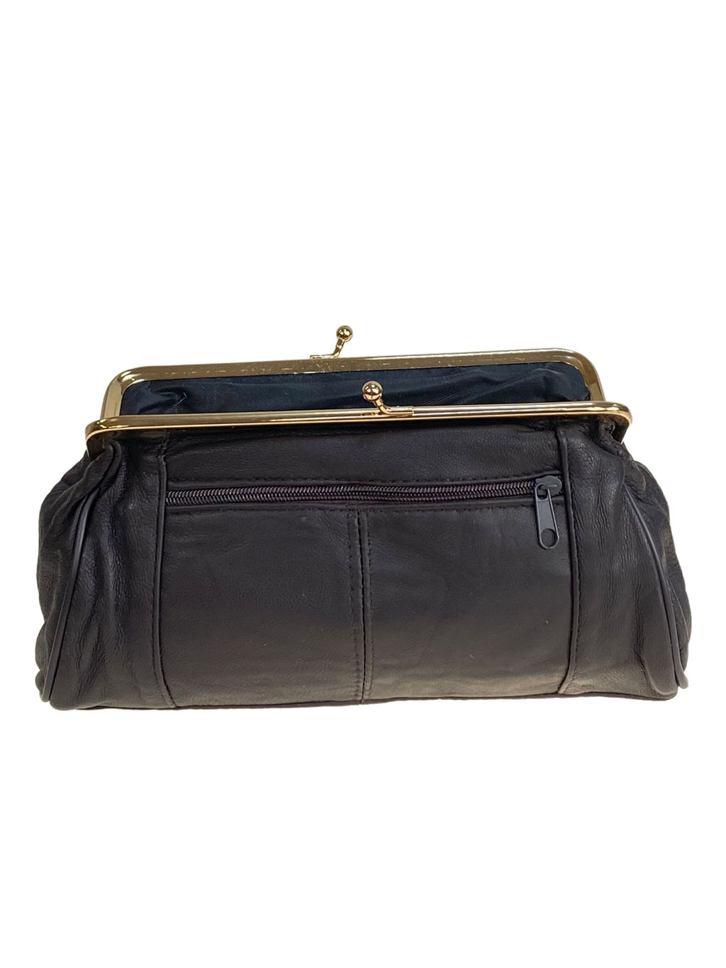 Женский кошелёк с фермуаром из натуральной кожи, цвет шоколад - Greta фото 2