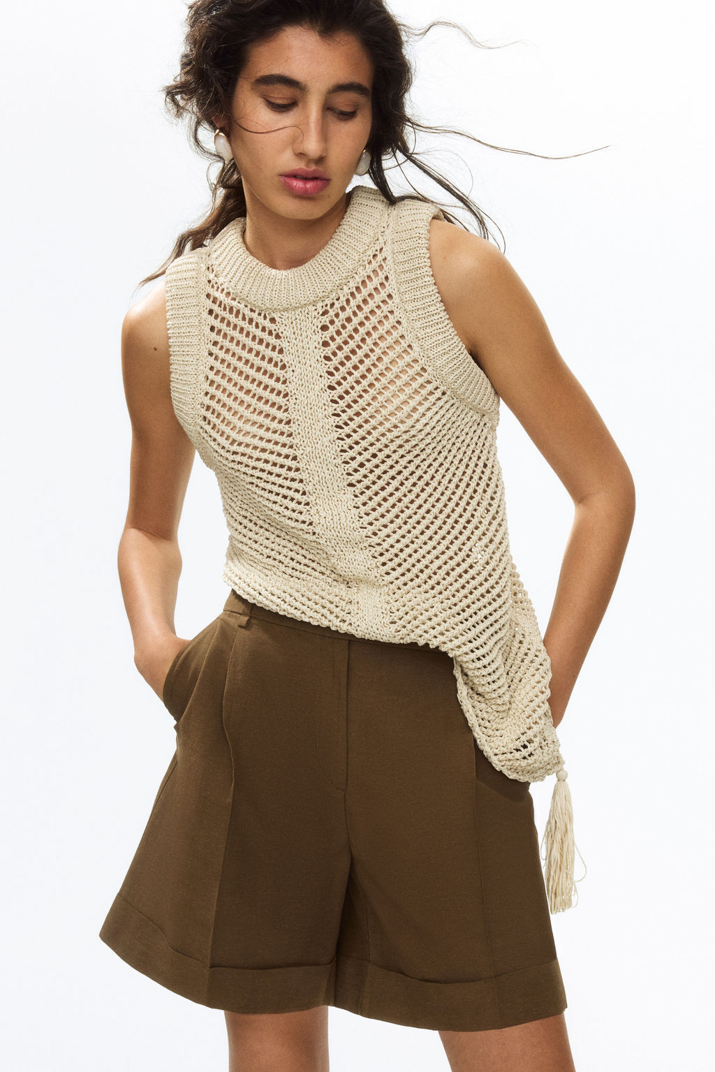 Pantal?n corto de vestir en mezcla de lino - H&m фото 5