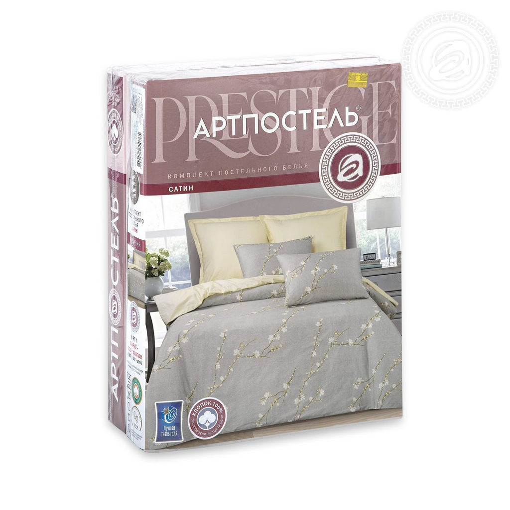 Постельное белье Вивьен (сатин Престиж) Семейный/Пододеяльник (молния): 2 шт. - 215*145; Простыня: 1 шт. - 220*240; Наволочка (клапан, ушки): 2 шт. - 70*70; Наволочка (клапан): 2 шт. - 50*70 Престиж - Артпостель фото 3