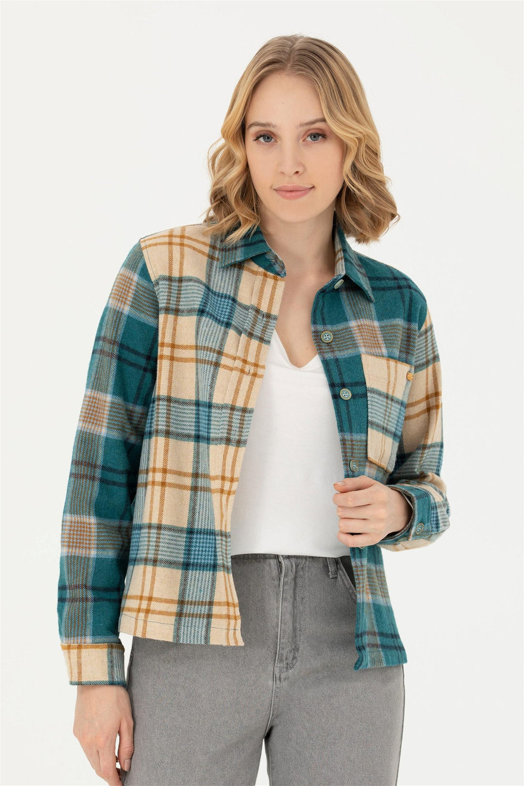 Женская мятная рубашка с длинным рукавом - U.s. polo assn фото 9