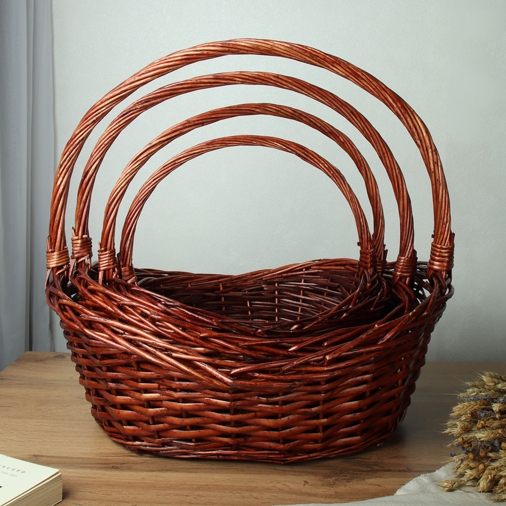 Корзина плетеная 4 штуки коричневые / S/4-B /уп 20/49х37х18/43х32х16/37х26х15/31х20х13 см /уп 20/ - ГалеонТрейд фото 6