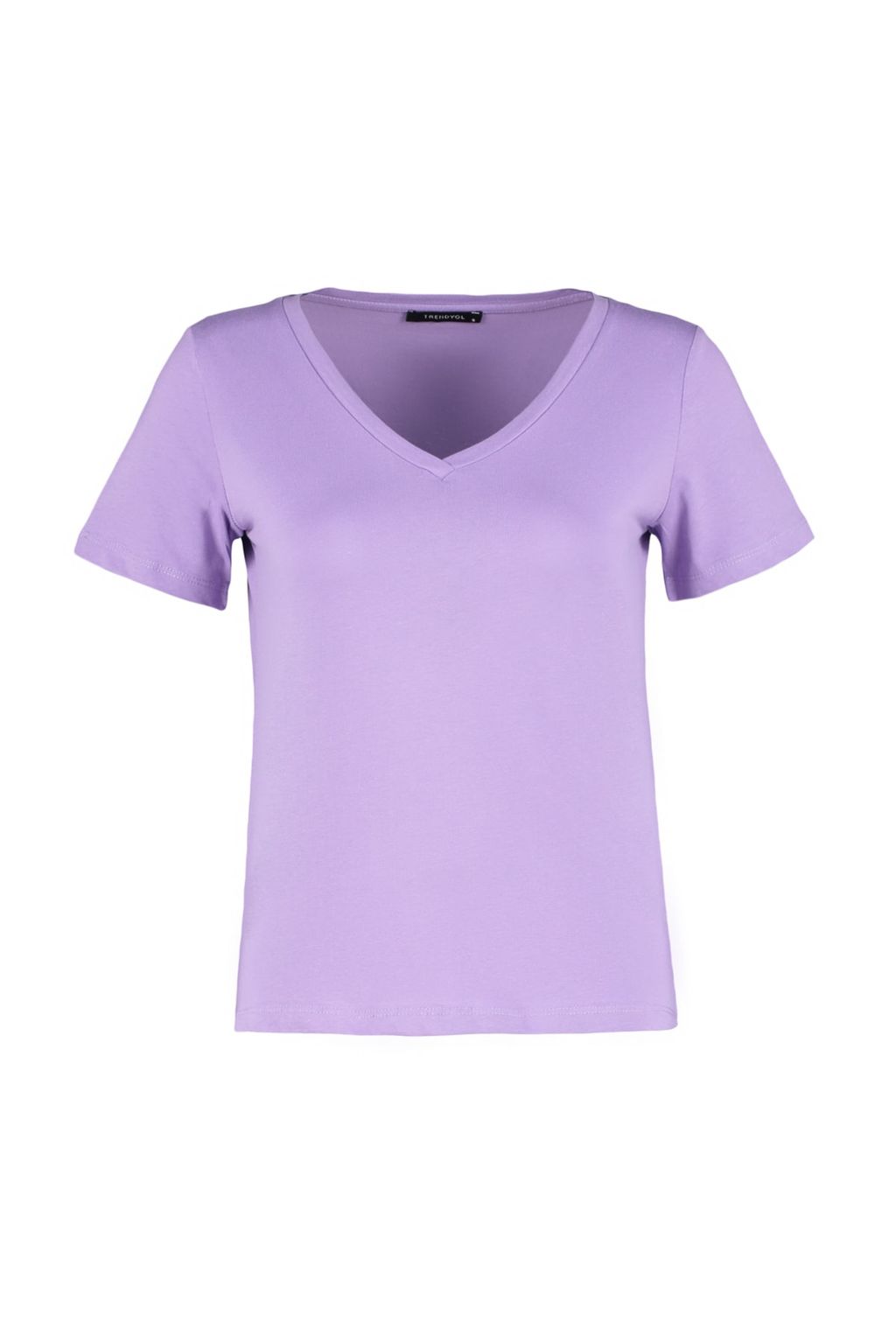TRENDYOLMILLA Siyah-Beyaz %100 Pamuk 2li Paket Basic V Yaka Orme T-Shirt TWOSS23TS00002 фото 51