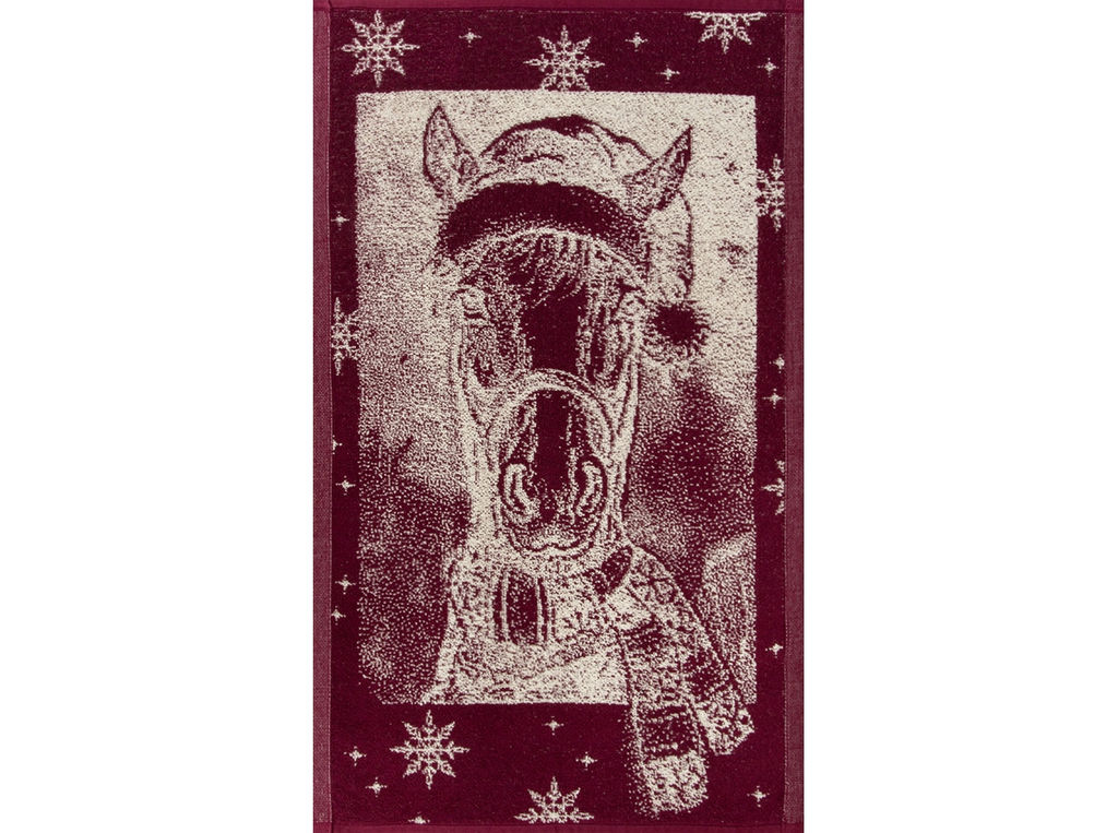 Полотенце махровое 6с104.411ж1 Лошадь новогодняя(кр.дерево1) 67х40см