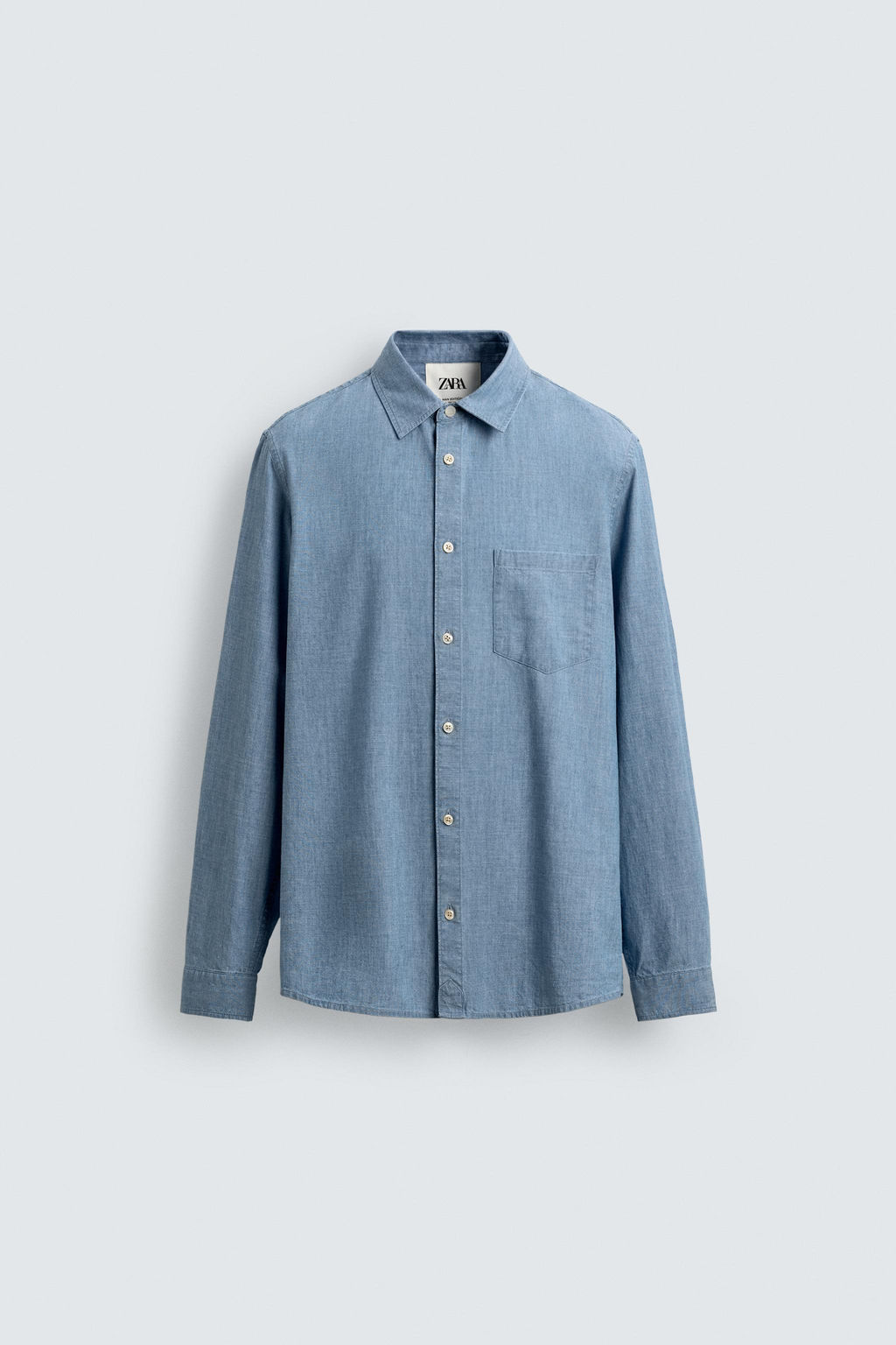 Рубашка Camisa relaxed fit chambray синяя