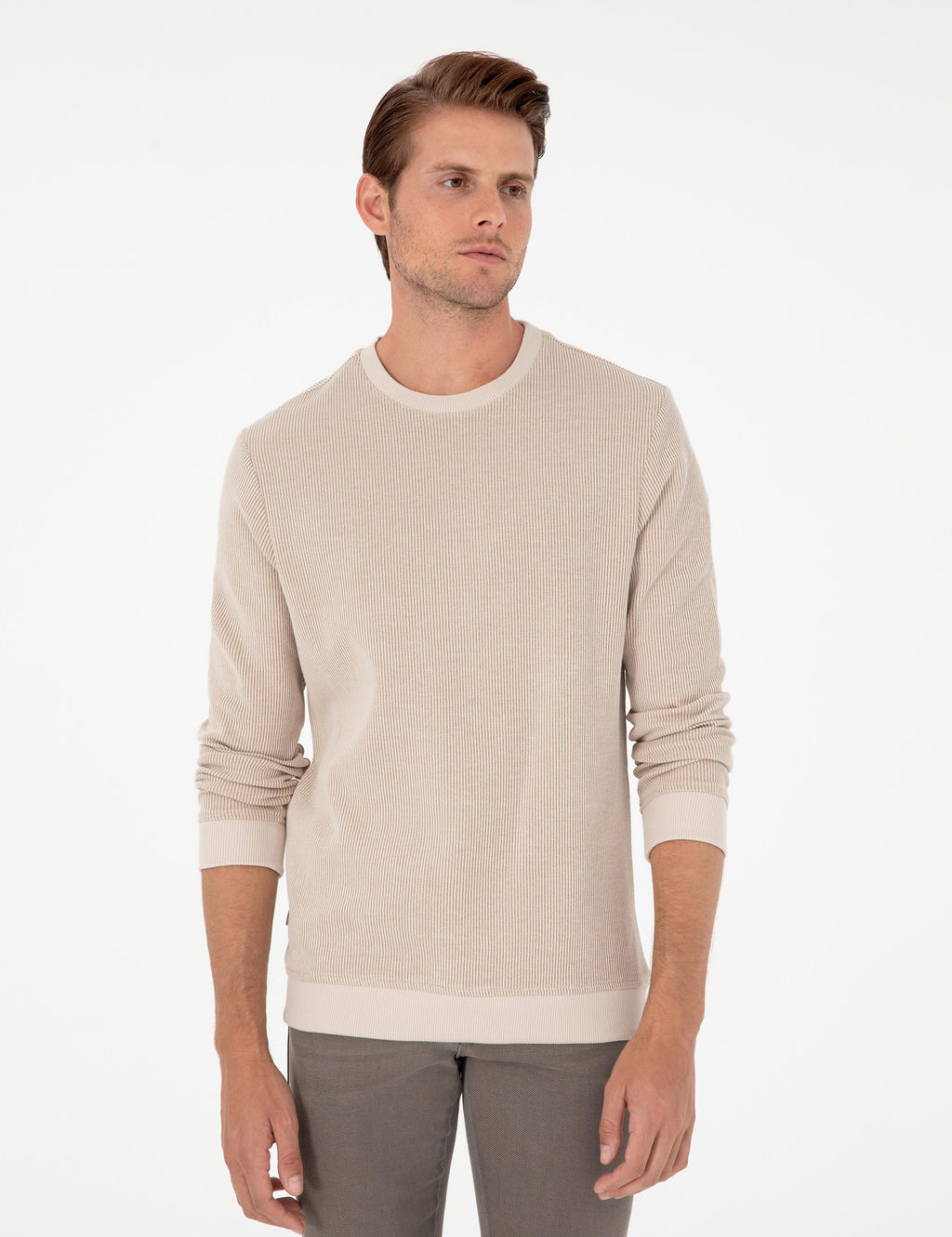 Bej Regular Fit Sweatshirt - Pierre cardin фото 3