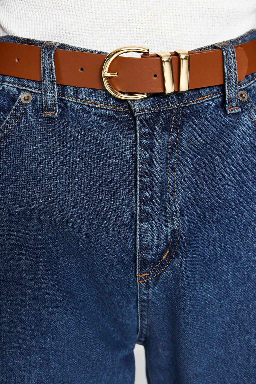 Trendyolmilla Siyah-Taba 2li Paket Croco ve Duz Deri Gorunumlu Tokal? Kad?n Kemer TWOAW24KE00001 фото 6