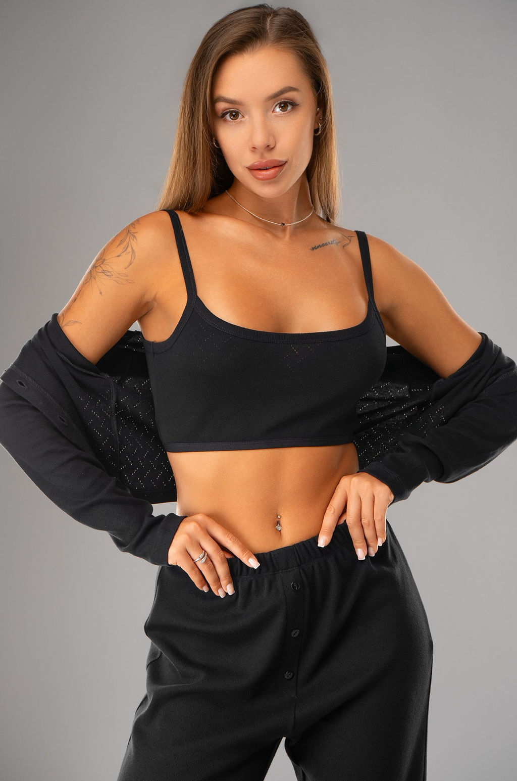 Женская пижама - тройка из ажурного хлопка Happyfox