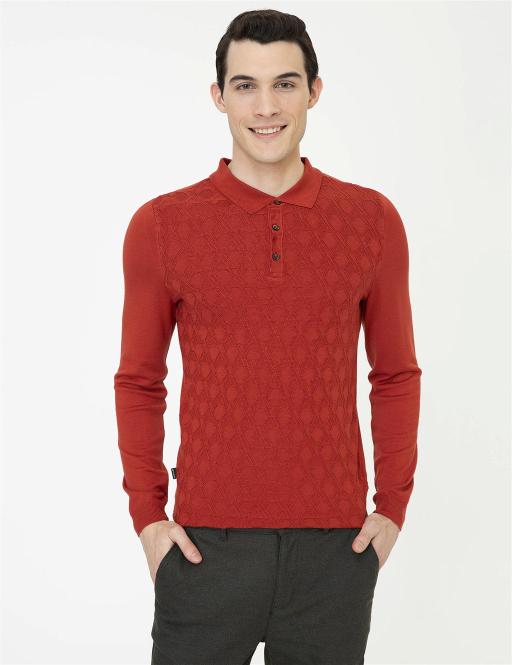 Kiremit Slim Fit D__meli Polo Yaka Triko Kazak - Pierre cardin фото 2