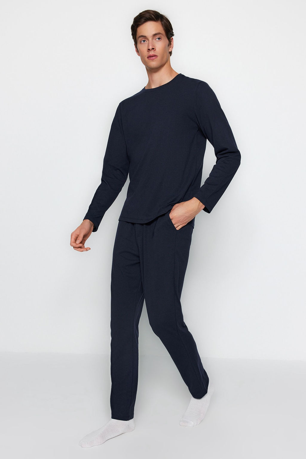 TRENDYOL MAN Siyah Regular Fit Orme Pijama Tak?m? TMNAW24PT00008 - Trendyolmilla фото 2