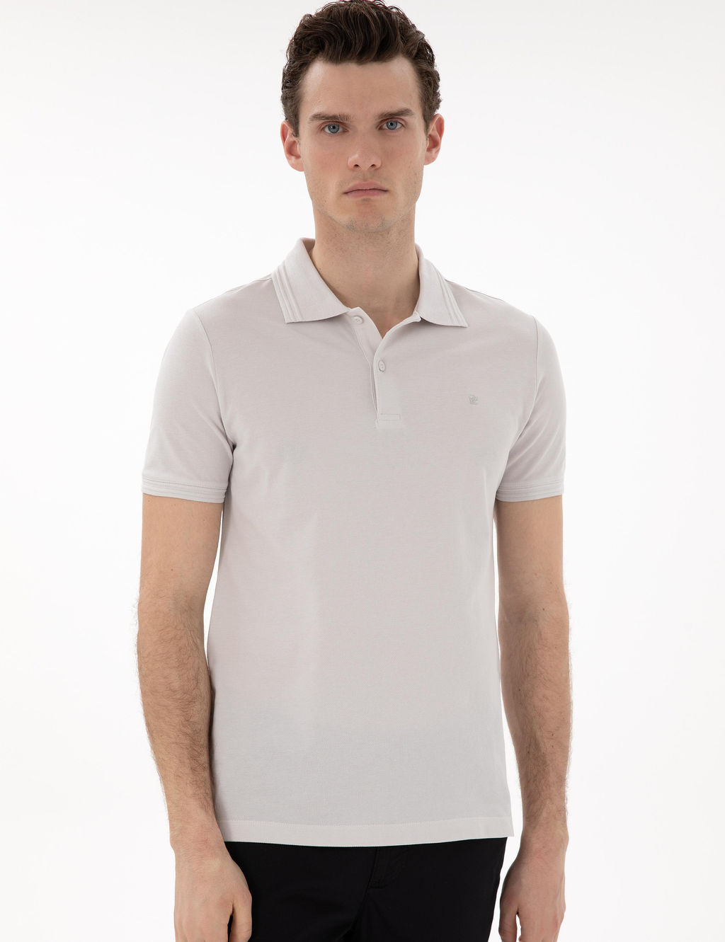 A__k Gri Slim Fit %100 Pamuk Polo Yaka Basic Ti__rt - Pierre cardin фото 3