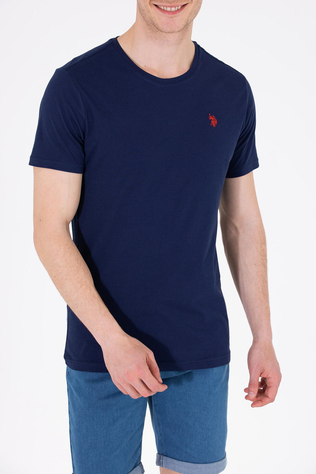 Мужская темно-синяя футболка с круглым вырезом Basic - U.s. polo assn фото 6