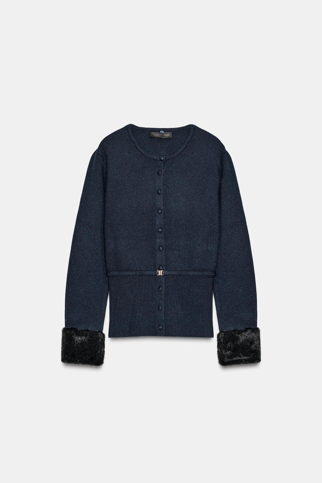 CONTRAST KNIT FAUX FUR CARDINGAN - Zara фото 9
