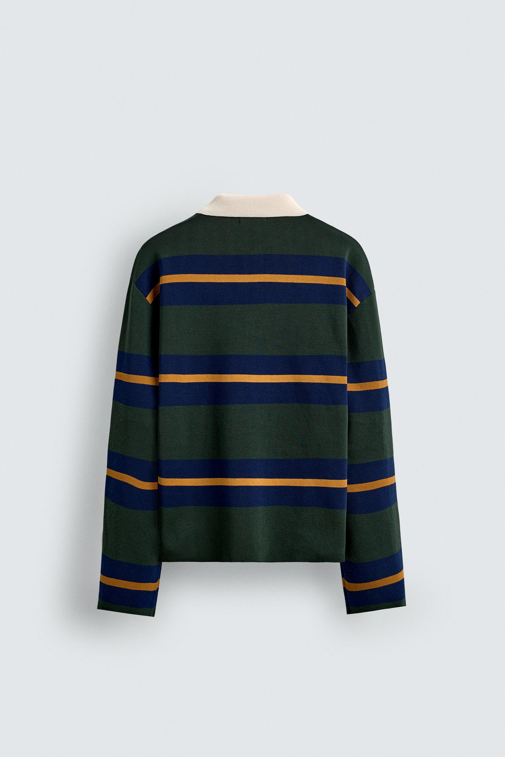 STRIPED KNIT POLO SHIRT WITH CONTRAST COLLAR - Zara фото 8