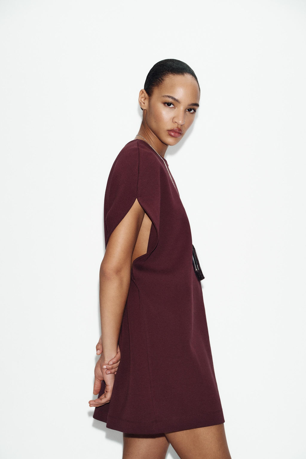 VESTIDO CORTO INTERLOCK / Vino - Zara фото 3